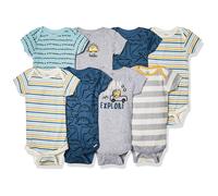 Gerber Baby Boy's 8-Pack Short Sleeve Onesies Bodysuits Dinosaur Blue 6-9 Months