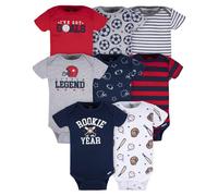 Gerber Baby Boy's 8-Pack Short Sleeve Onesies Bodysuits Sports Blue White 0-3 Months