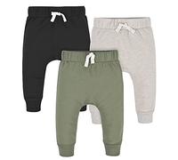 Gerber Baby Boys' Toddler 3-Pack Jogger Pants Sweatpants, Green & Black, 24M