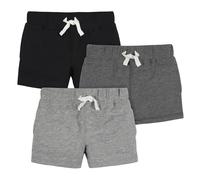 Gerber Baby Boy's Toddler 3-Pack Pull-On Knit Shorts Gray & Black 3-6 Months