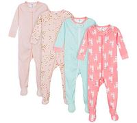Gerber Baby Girls 4-Pack Footed Pajamas, Love Llamas Pink, 0-3 Months