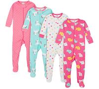 Gerber Baby Girls' 4-Pack Footed Pajamas Toddler Sleepers, Unicorns & Cats, 05T