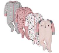 Gerber Baby Girls 4 Pack 'N Play Footie And Toddler Sleepers, Bear Pink, 0-3 Months US