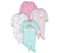 Gerber Baby Girls' 4 Pack Sleep 'N Play Footie Toddler Sleepers, Cloudy, 3/6