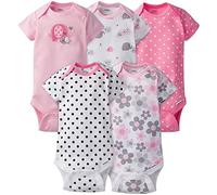 Gerber Baby Girls 5-Pack Short Sleeve Variety Onesies Bodysuits