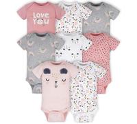 Gerber Baby Girl's 8-Pack Short Sleeve Onesies Bodysuits Bear Pink Newborn