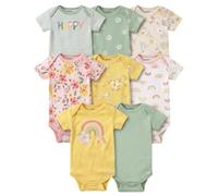 Gerber Baby Girls 8-pack Short Sleeve Onesies Bodysuits Shirt, Golden Floral, 3-6 Months