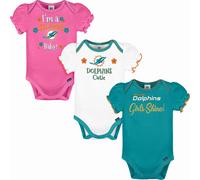 Gerber Baby Girl's NFL 3 Pack Short Sleeve Onesie Bodysuit Team Color 0-3 Months