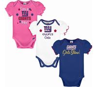 Gerber Baby Girl's NFL 3 Pack Short Sleeve Onesie Bodysuit Team Color 0-3 Months