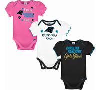 Gerber Baby Girl's NFL 3 Pack Short Sleeve Onesie Bodysuit Team Color 18 Months