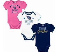 Gerber Baby Girl's NFL 3 Pack Short Sleeve Onesie Bodysuit Team Color 3-6 Months