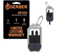 Gerber Driver Keychain Tool | Compact Screwdriver Tool with Magnetic Bit Holder, 2 Bits, Mini pry bar, Urban Blue, 1074049