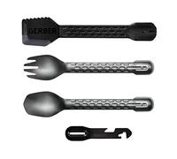 Gerber Gear ComplEAT Camping Utensils Set for Outdoor Cooking, Camping Cutlery with Fork, Spoon, Tongs, Spatula and Multi-Functional Tool, Onyx Black