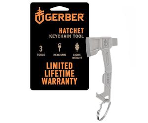 Gerber Hatchet Key Chain Tool with Free Tool Opener, Flat Blade Screwdriver and Bottle Opener, Length: 6.5 cm, Weight: 20 g, Stainless Steel, Silver, 1074043