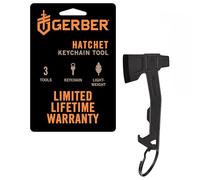 Gerber Hatchet Key Chain Tool with Open Pencil, Flat Blade Screwdriver and Bottle Opener, Length: 6.5 cm, Weight: 20 g, Stainless Steel, Black, 1074042