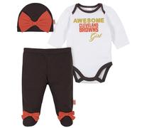 Gerber NFL baby girls 3 Pack Bodysuit Footed Pant and Cap Registry Gift Set Short Sleeve TEE Shirt Team Color 3-6 Months US