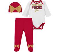 Gerber NFL baby girls 3 Pack Bodysuit Registry Gift Set FOOTED PANT AND CAP Team Color 0-3 Months US