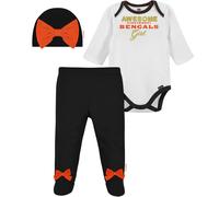 Gerber NFL Baby Girls' 3Pc Bodysuit Footed Pant & Cap Set Cincinnati Bengals 3-6 Months