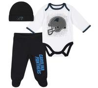 Gerber NFL Carolina Panthers 3 Pack Bodysuit Footed Pant and Cap Registry Gift Set black/white Carolina Panthers 3-6M