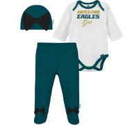 Gerber NFL Philadelphia Eagles 3 Pack Bodysuit Footed Pant and Cap Registry Gift Set green/white Philadelphia Eagles 0-3M