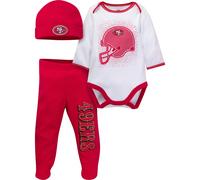 Gerber NFL San Francisco 49Ers 3 Pack Bodysuit Footed Pant and Cap Registry Gift Set red San Francisco 49Ers New 6-9 Months