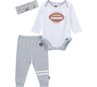 Gerber NFL Team Baby Girls' 3-Piece Onesie Bodysuit Pants & Headband Set Raiders 0-3 Months