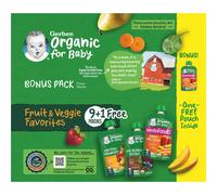Gerber, Organic for Baby, 2nd Foods, Fruit & Veggie Favorites, 9 Pouches, 3.5 oz (99 g) Each