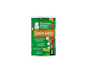 Gerber Organic Grain & Grow Puffs de Cereais com Raspberry 35g