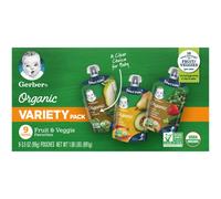 Gerber, Organic Variety Pack, 2nd Foods, Fruit & Veggie Favorites, 9 Pouches, 3.5 oz (99 g) Each