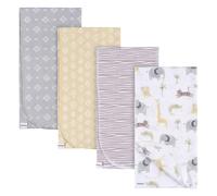 Gerber Unisex Baby 100% Cotton Flannel Receiving Blankets 30x30 Inches (Pack of 4) Animals + Geos Neutral One Size