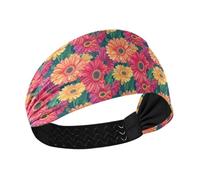 Gerbera Art Red Yellow Non-Slip womens headbands Elastic head bands for women for Volleyball make up tennis bandas para el cabello deportivas