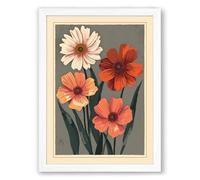 Gerbera Cascade Botanical Framed Wall Art Print A1 (84.1×59.4cm) White, Wall Decor for Living Room, Bedroom, Office & Home, Ready to Hang, Art Gift