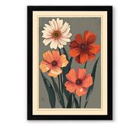 Gerbera Cascade Botanical Framed Wall Art Print A4 (29.7×21cm) Black, Wall Decor for Living Room, Bedroom, Office & Home, Ready to Hang, Art Gift