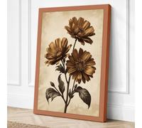 Gerbera Daisies in Ochre Canvas Wall Art Print 24x16 Inch (61 x 41 cm)