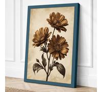 Gerbera Daisies in Ochre Canvas Wall Art Print 30x20 Inch (76 x 51 cm)