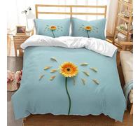 Gerbera Daisy Duvet Cover Double Flowers and Plants Bedding Set 3D Print Soft Microfiber Quilt Covers 200x200 cm with Zipper Closure and 2 Pillowcases 50x75 cm for Adults J.376