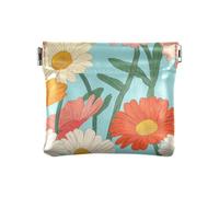 Gerbera Daisy Floral Vintage Cartoon Style Fashion Women's Leather Coin Purse Wallet Fancy Change Purse with Clasp for Men Women Travel monedero para monedas