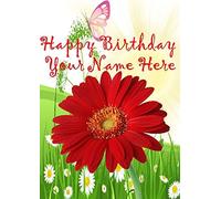 Gerbera he8 Pretty Garden Flowers Happy Birthday A5 Personalised Greeting card POSTED BY US GIFTS FOR ALL 2016 FROM DERBYSHIRE UK