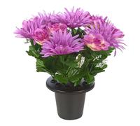 (Gerbera & Rose Purple) Artificial Rose Flower in Black Planter