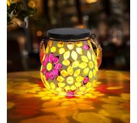 Gerbera Solar Lanterns: IP65 Waterproof Hanging & Tabletop Decorative Lights for Patio, Porch, Lawn, Garden, Yard - 2 LED Warm White & RGB