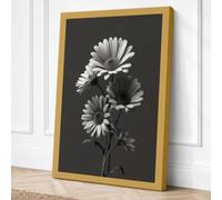 Gerbera Study in Grey Canvas Wall Art Print 36x24 Inch