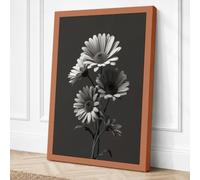 Gerbera Study in Grey Canvas Wall Art Print 36x24 Inch