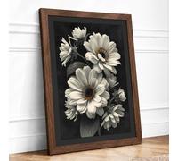 Gerbera Study in White Botanical Framed Wall Art Print A4 Walnut | Ready to Hang, Premium Gi Paper, Fade-Resistant Inks, Securely Packaged, UK Made