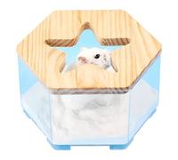 Gerbil Cleaning Box - Clear ABS Shelter, Wooden Pet Basin, Tiny Creature Accessory | Comfort Soil Rolling Environment Setup Structure, Habitat Play Grooming Routine Home Scenario, Effortless Hygiene