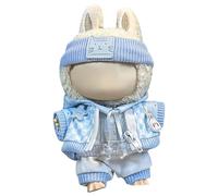 GerdfeiTawtab Clothes Fit for LABUBU Doll, Fashion Doll Clothes Outfit Set Cute Theme Designer Toys Dress Accessories for Collector Fans Display (Light Blue Grid)