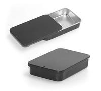 Gere 6 Pack Metal Rectangular Sliding Lid Tin Boxes Black, Containers Portable Box Small Storage Kit Home Organizer, Model 805015
