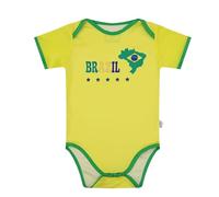 GEREISHIRE Brazil Brasil Yellow Sports Baby Grow Minikit Bodysuit (Yellow, 12-18 Months)