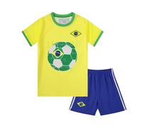 GEREISHIRE Kids Football Jersey Kit Boys Girls Youth Soccer Shirt Shorts Set Outdoor Sports Training Shirts Brazil M