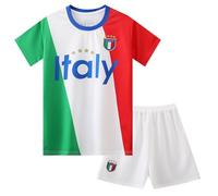 GEREISHIRE Kids Football Jersey Kit Boys Girls Youth Soccer Shirt Shorts Set Outdoor Sports Training Shirts Italy M