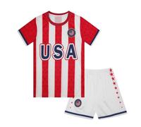GEREISHIRE Kids Football Jersey Kit Boys Girls Youth Soccer Shirt Shorts Set Outdoor Sports Training Shirts US Red M